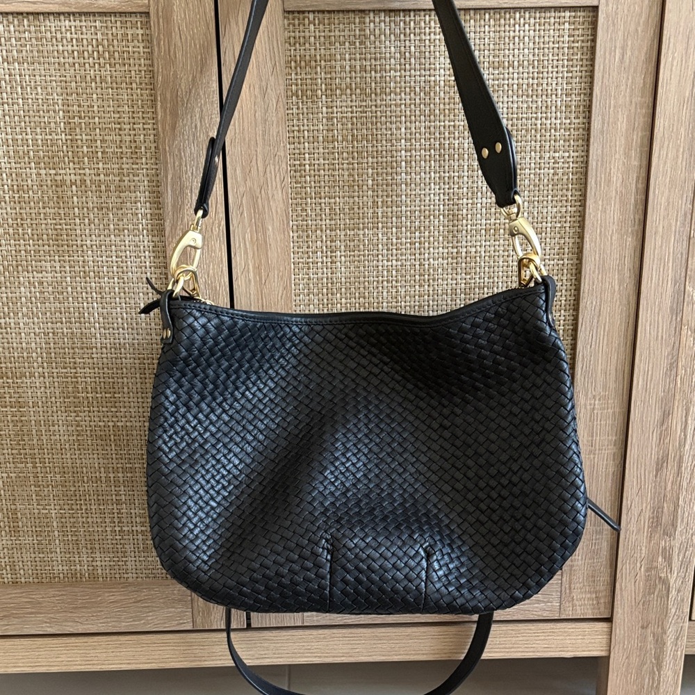 Quince Black Woven Crossbody Bag